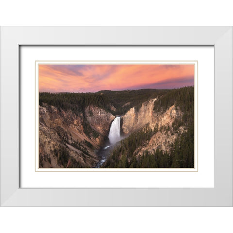 Lower Falls of the Yellowstone River I White Modern Wood Framed Art Print with Double Matting by Majchrowicz, Alan