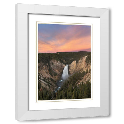 Lower Falls of the Yellowstone River II White Modern Wood Framed Art Print with Double Matting by Majchrowicz, Alan