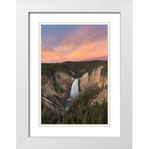 Lower Falls of the Yellowstone River II White Modern Wood Framed Art Print with Double Matting by Majchrowicz, Alan