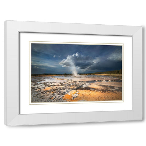 Great Fountain Geyser White Modern Wood Framed Art Print with Double Matting by Majchrowicz, Alan