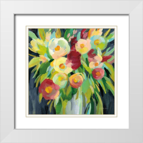 Spring Flowers in a Vase II White Modern Wood Framed Art Print with Double Matting by Vassileva, Silvia