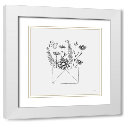Among Wildflowers V White Modern Wood Framed Art Print with Double Matting by York, Leah