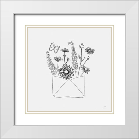 Among Wildflowers V White Modern Wood Framed Art Print with Double Matting by York, Leah