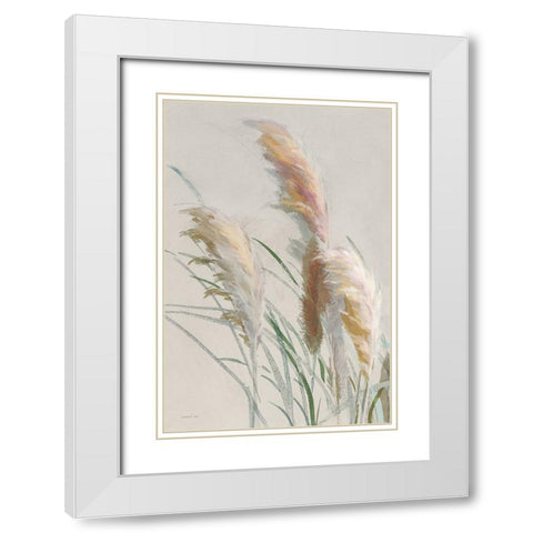 Neutral Pampas Grasses II White Modern Wood Framed Art Print with Double Matting by Nai, Danhui