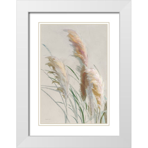 Neutral Pampas Grasses II White Modern Wood Framed Art Print with Double Matting by Nai, Danhui