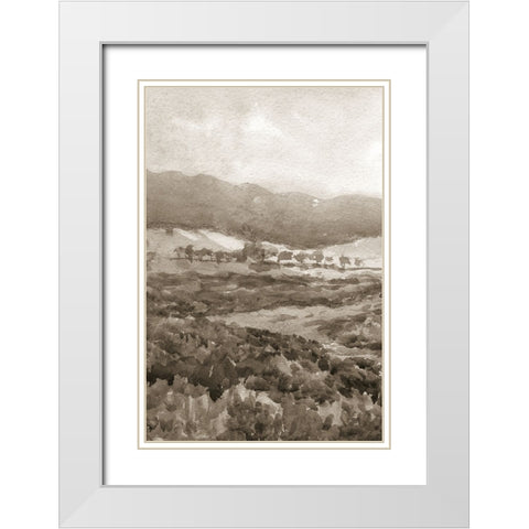 Field of Flowers II Sepia White Modern Wood Framed Art Print with Double Matting by Wild Apple Portfolio