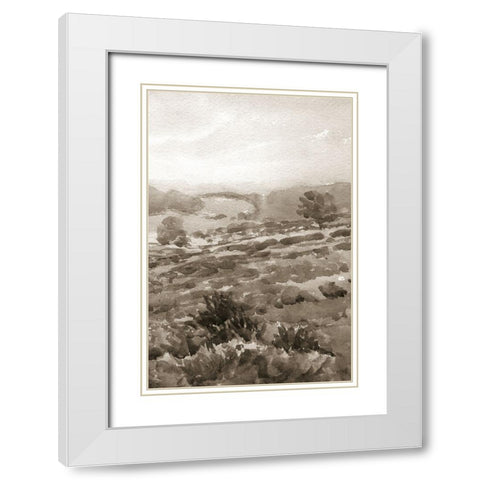 Field of Flowers III Sepia White Modern Wood Framed Art Print with Double Matting by Wild Apple Portfolio