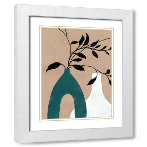 Slender Stems I Blue White Modern Wood Framed Art Print with Double Matting by Nai, Danhui