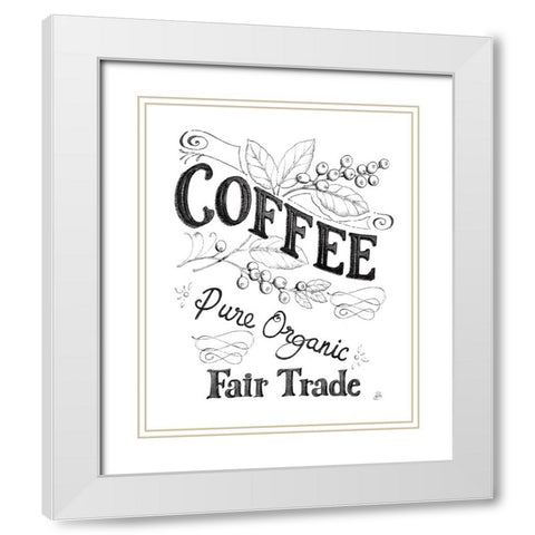 Authentic Coffee VI BW White Modern Wood Framed Art Print with Double Matting by Brissonnet, Daphne