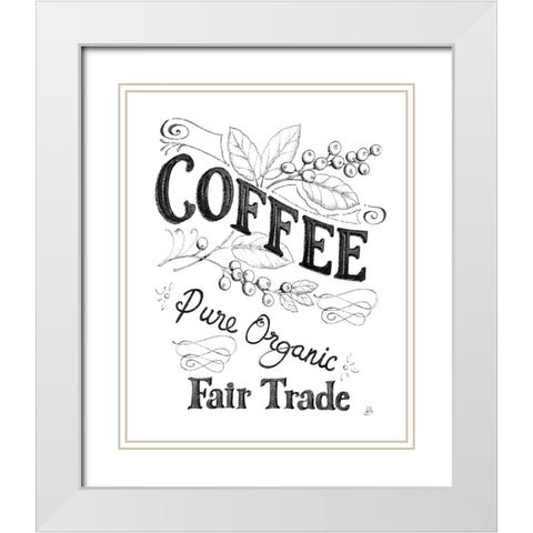 Authentic Coffee VI BW White Modern Wood Framed Art Print with Double Matting by Brissonnet, Daphne