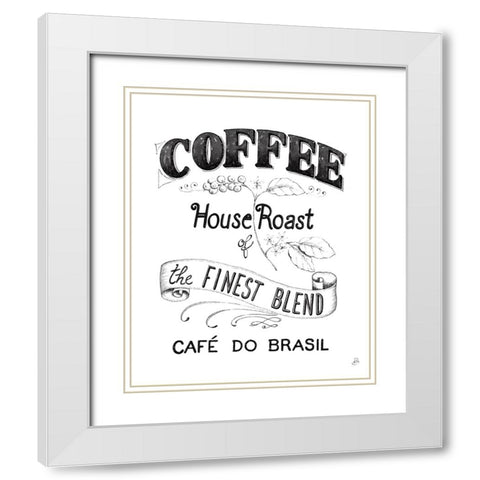 Authentic Coffee IX BW White Modern Wood Framed Art Print with Double Matting by Brissonnet, Daphne