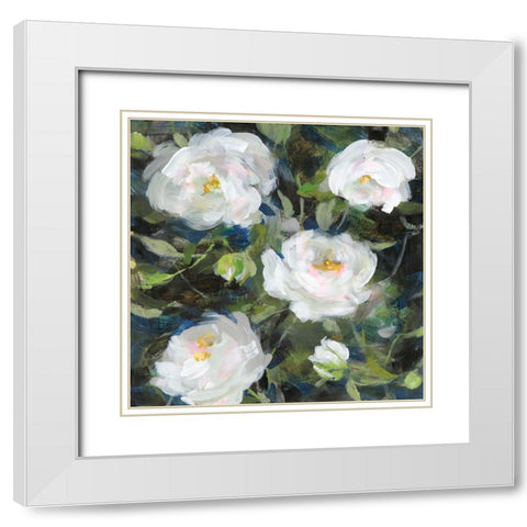 Roses for Camille White Modern Wood Framed Art Print with Double Matting by Nai, Danhui