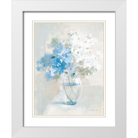 Vintage Bouquet I White Modern Wood Framed Art Print with Double Matting by Nai, Danhui