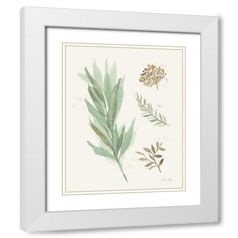Leaf and Stem I White Modern Wood Framed Art Print with Double Matting by Horn, Laura