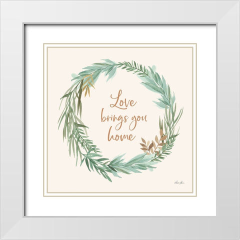 Leaf and Stem Wreath II White Modern Wood Framed Art Print with Double Matting by Horn, Laura