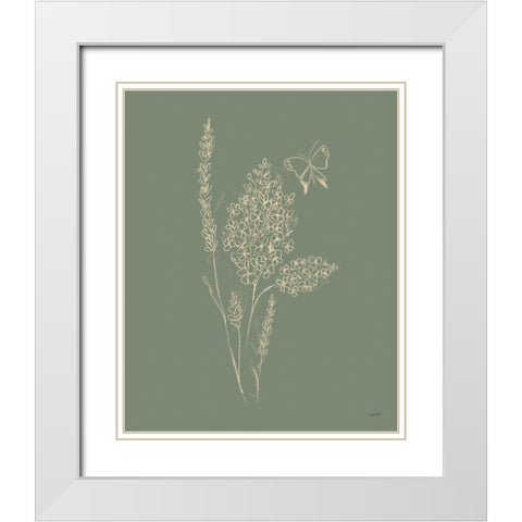Among Wildflowers I Sage White Modern Wood Framed Art Print with Double Matting by York, Leah