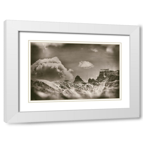 Sepia Peaks White Modern Wood Framed Art Print with Double Matting by Larson, Nathan