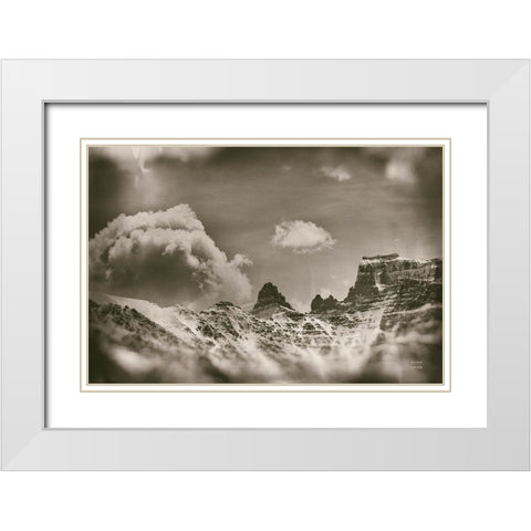 Sepia Peaks White Modern Wood Framed Art Print with Double Matting by Larson, Nathan