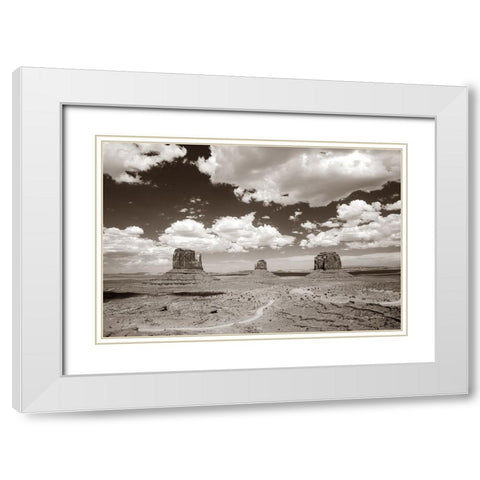 Monument Valley I Sepia White Modern Wood Framed Art Print with Double Matting by Van Swearingen, Debra