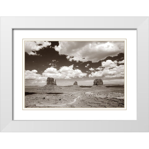 Monument Valley I Sepia White Modern Wood Framed Art Print with Double Matting by Van Swearingen, Debra