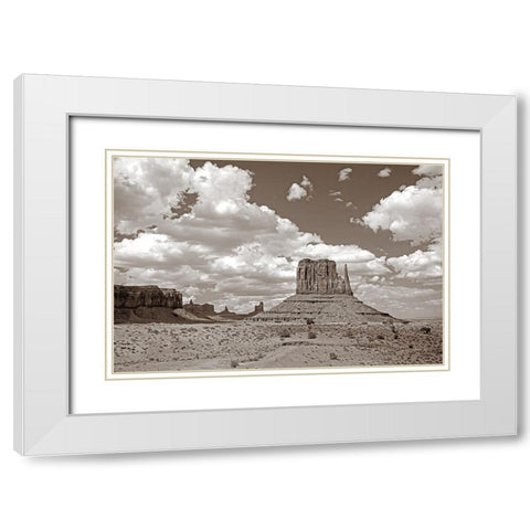 Monument Valley II Sepia White Modern Wood Framed Art Print with Double Matting by Van Swearingen, Debra