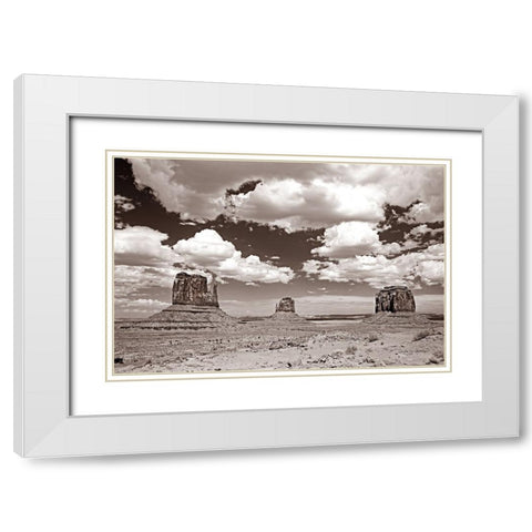 Monument Valley III Sepia White Modern Wood Framed Art Print with Double Matting by Van Swearingen, Debra