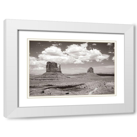 Monument Valley IV Sepia White Modern Wood Framed Art Print with Double Matting by Van Swearingen, Debra