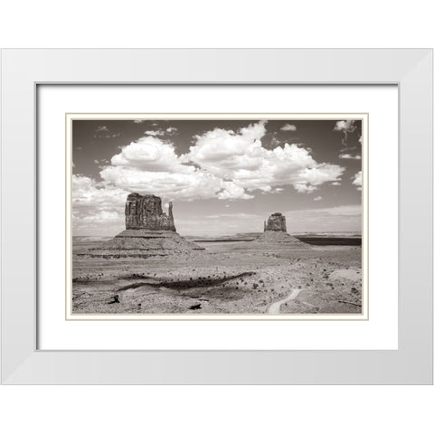 Monument Valley IV Sepia White Modern Wood Framed Art Print with Double Matting by Van Swearingen, Debra