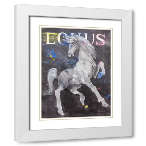 Equus Stallion White Modern Wood Framed Art Print with Double Matting by Hristova, Albena