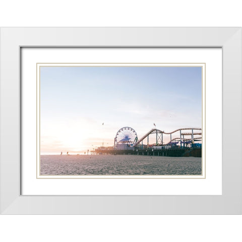 Santa Monica Pier White Modern Wood Framed Art Print with Double Matting by Marshall, Laura