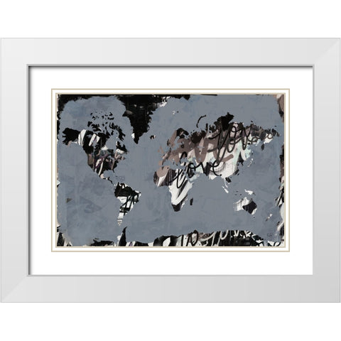 Love the World Map White Modern Wood Framed Art Print with Double Matting by Youngstrom, Kent