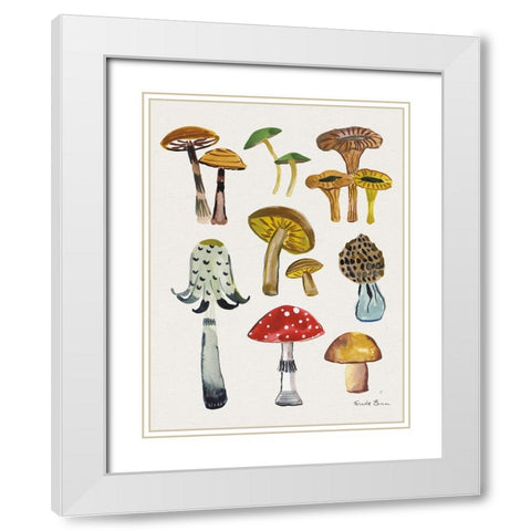 Forest Mushrooms II Crop White Modern Wood Framed Art Print with Double Matting by Zaman, Farida
