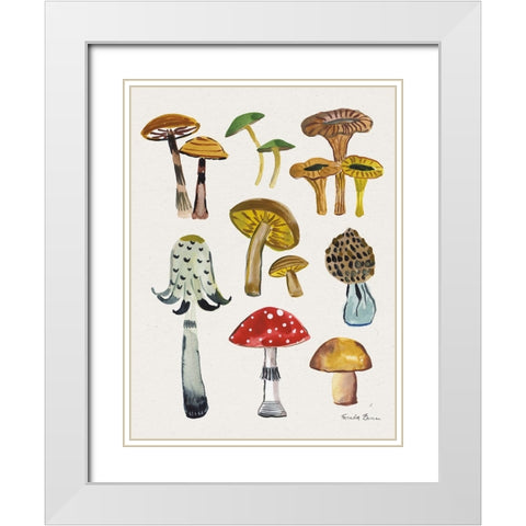 Forest Mushrooms II Crop White Modern Wood Framed Art Print with Double Matting by Zaman, Farida