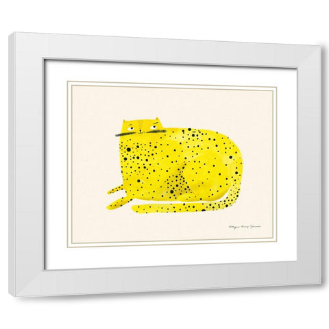 Cat White Modern Wood Framed Art Print with Double Matting by Kucwaj-Tybur, Kasia