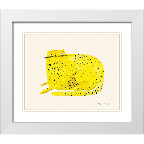 Cat White Modern Wood Framed Art Print with Double Matting by Kucwaj-Tybur, Kasia