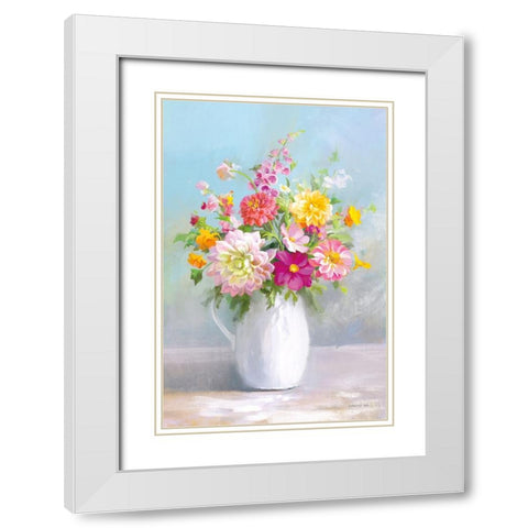 Country Bouquet I White Modern Wood Framed Art Print with Double Matting by Nai, Danhui