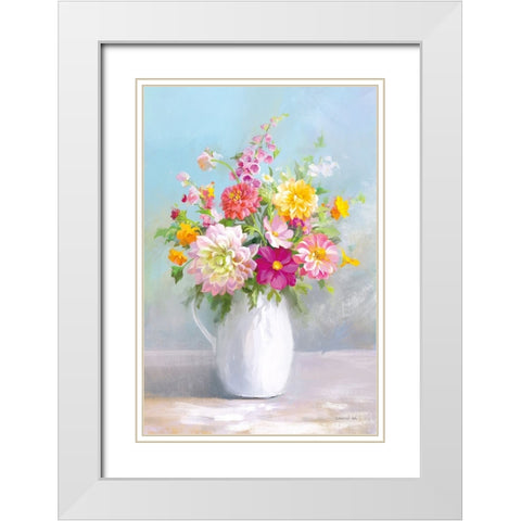 Country Bouquet I White Modern Wood Framed Art Print with Double Matting by Nai, Danhui