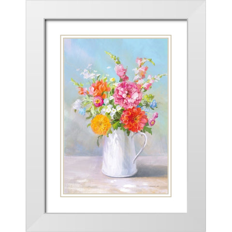 Country Bouquet II White Modern Wood Framed Art Print with Double Matting by Nai, Danhui