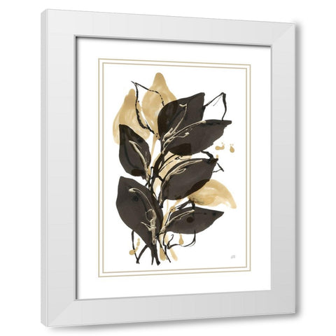 Natural Leaves I White Modern Wood Framed Art Print with Double Matting by Paschke, Chris