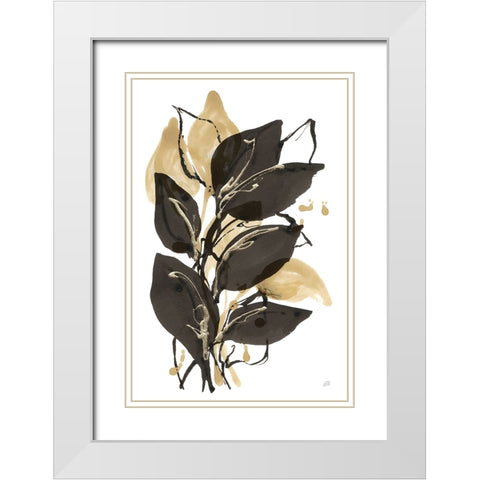 Natural Leaves I White Modern Wood Framed Art Print with Double Matting by Paschke, Chris