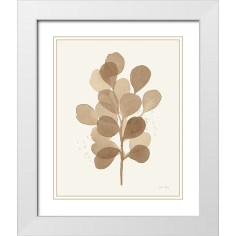 Leaf and Stem V White Modern Wood Framed Art Print with Double Matting by Horn, Laura