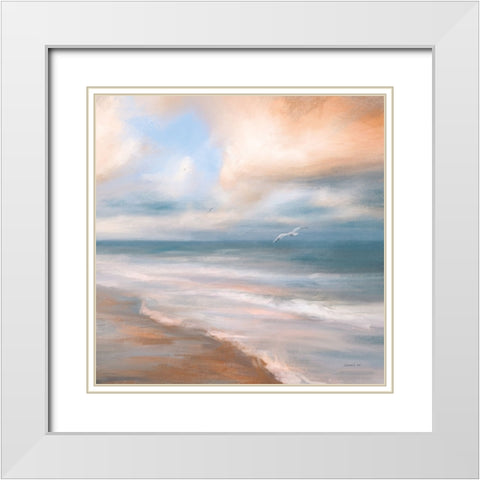 Sea Flight White Modern Wood Framed Art Print with Double Matting by Nai, Danhui