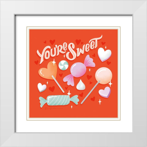 Sweet Hearts V White Modern Wood Framed Art Print with Double Matting by Graham, Gia