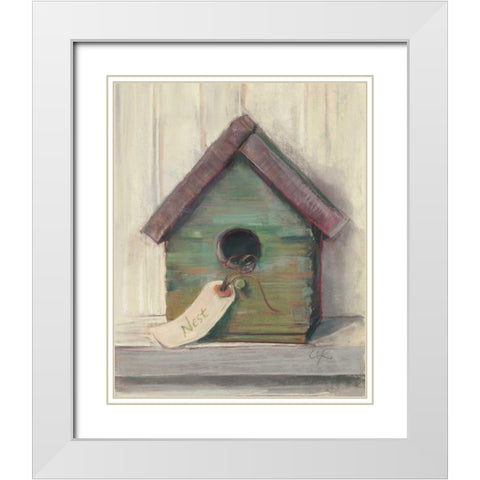 Birdhouse White Modern Wood Framed Art Print with Double Matting by Rowan, Carol