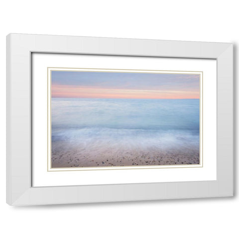 Lake Superior Beach II Sunset White Modern Wood Framed Art Print with Double Matting by Majchrowicz, Alan