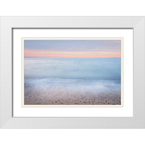 Lake Superior Beach II Sunset White Modern Wood Framed Art Print with Double Matting by Majchrowicz, Alan