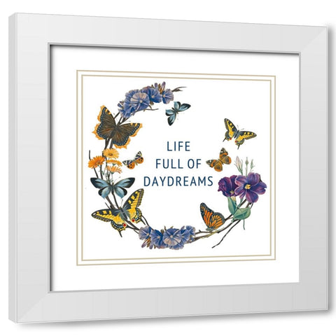 Butterfly Garden I White Modern Wood Framed Art Print with Double Matting by Portfolio, Wild Apple