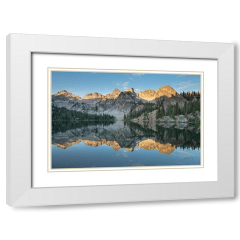 Alice Lake Sawtooh Mountains Idaho White Modern Wood Framed Art Print with Double Matting by Majchrowicz, Alan