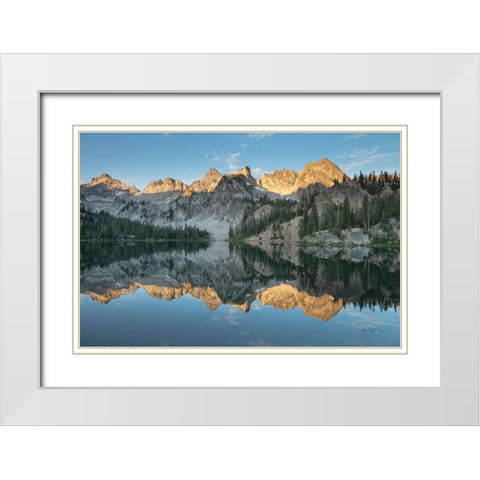 Alice Lake Sawtooh Mountains Idaho White Modern Wood Framed Art Print with Double Matting by Majchrowicz, Alan