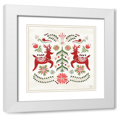 Festive Season II White Modern Wood Framed Art Print with Double Matting by June, Dina